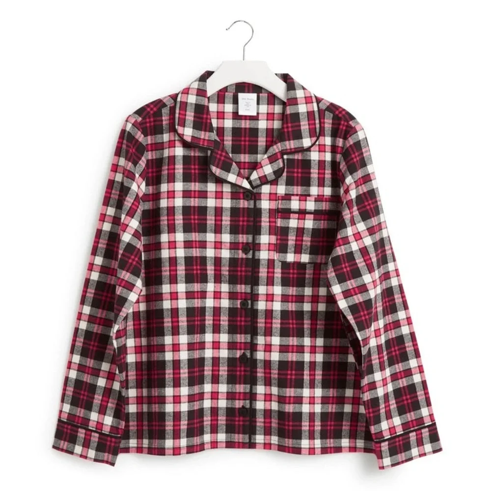 Vera Bradley Button Up Flannel Cotton Pajama Top Plus Size 2x NWT